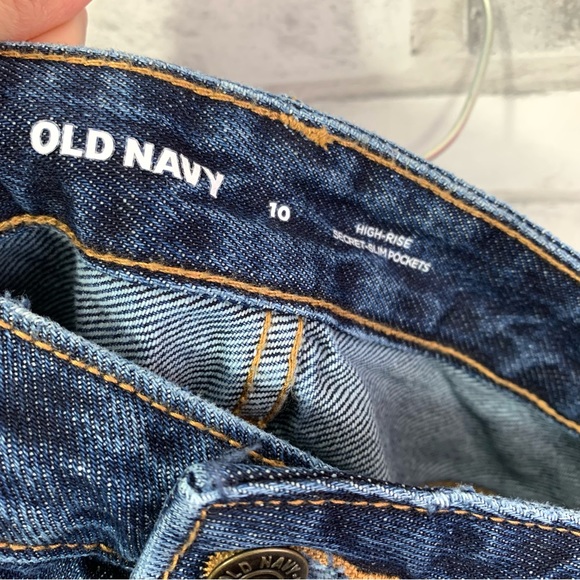 Old Navy Women's Blue High-Waisted Button-Fly Cut-Off Distressed Jean Skirt NWT - Picture 13 of 14